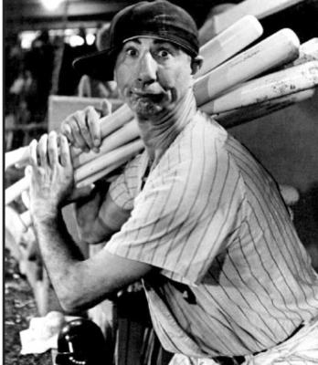 MAX PATKIN clowned it up for baseball fans and is shown in one of his usual poses here. He had a role in the movie “Bull Durham.”