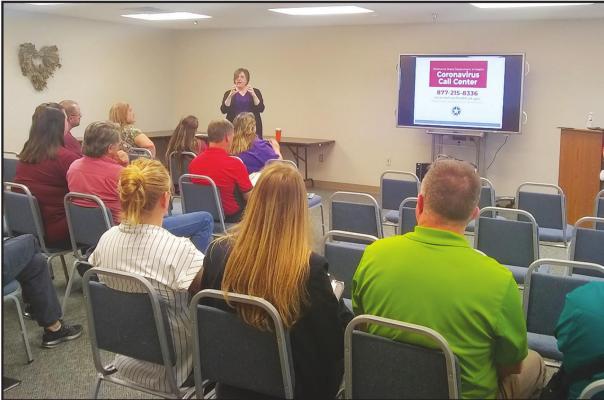 A PUBLIC HEALTH forum was held at the Kay County Health Department on Wednesday afternoon. This meeting allowed the public to gain accurate knowledge concerning the Coronavirus from public health officials. (News Photo by Jessica Windom)